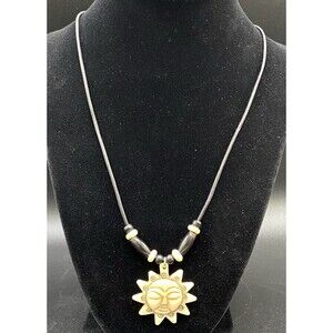 Sun Necklace with Black & Cream Beads by Neanie-Bot